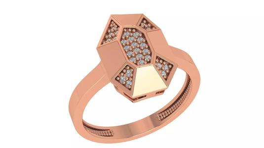 Octagon High Jewelry Cocktail Ring 3dm stl renders details