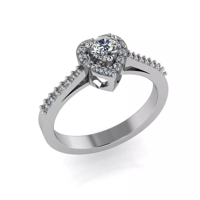 Heart Halo Engagement Ring