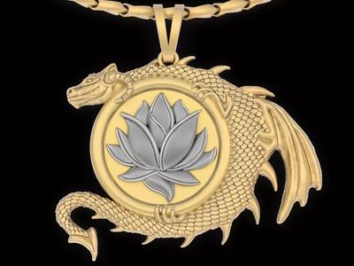 Lutos dragon pendant jewelry Gold silver necklac