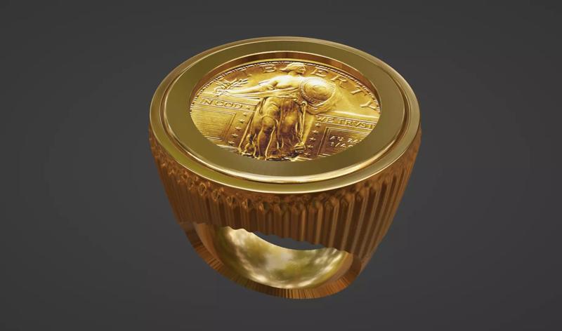 American gold eagle full sovereign coin ring frame mount