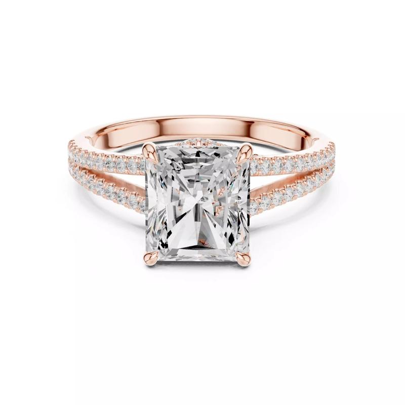 Radiant Diamond Round Cut Pave Split Shank Ring 3DM STL Video