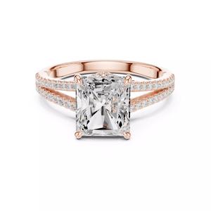 Radiant Diamond Round Cut Pave Split Shank Ring 3DM STL Video