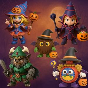 Yu-Gi-Oh! Halloween - 5-Character STL Bundle (Celtic Guardian Werewolf, Dark Magician Girl, Dark Magician, Kuriboh, Time Magician)