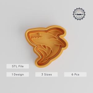 Shark Shape Cutter & Stamp Set, Ocean Predator, S/M/L Cookie & Fondant Tools, Marine Animal Design Collection