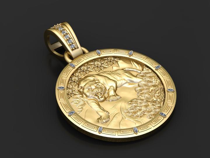 Majestic Tiger Medallion Pendant