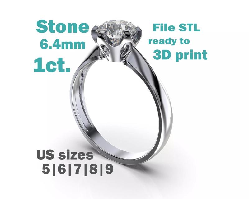 PRINTABLE WOMAN S SOLITAIRE RING stone 1ct