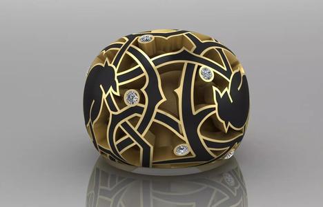 Ring with enamel and bullfinch