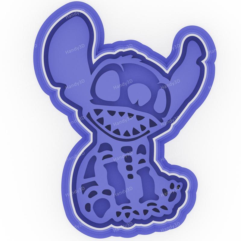 Halloween Stitch Skeleton Cookie Cutter & Stamp - Sitting (9 cm)