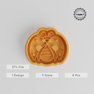 Ladybug Cookie Cutter & Stamp Set, Insect Shape, 6 Pieces, S/M/L Sizes, Cute Animal Design for Cookies & Fondant