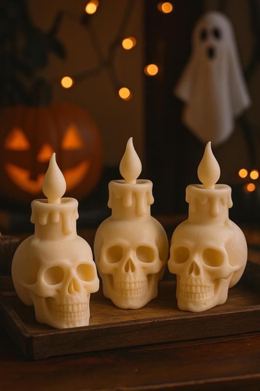 Mini Skull Candle Figurine – 3D Printable Halloween Home Decor