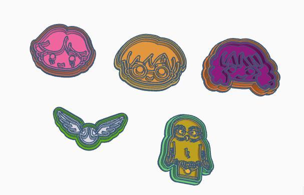 Harry Potter Cookie Cutter Mega Pack STL - Harry, Ron, Hermione, Hedwig & Golden Snitch for 3D Printing