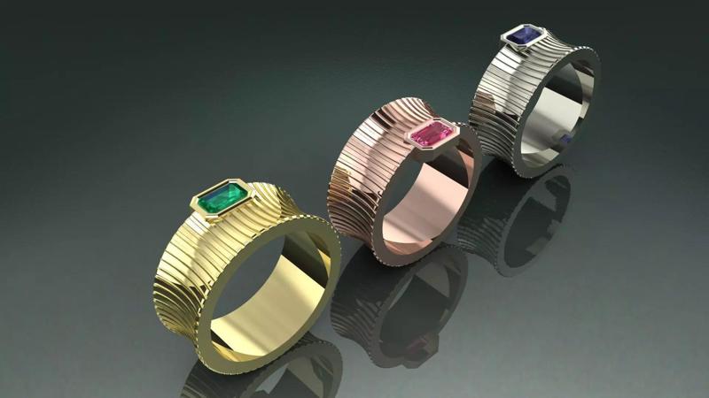 RING WITH STONES 3D PRINTING MODEL 3D print model