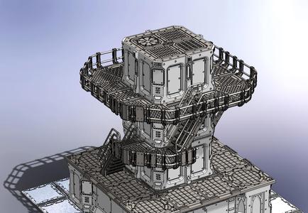 Platforms and railing for tower "The Lab" Zone Mortails 28mm