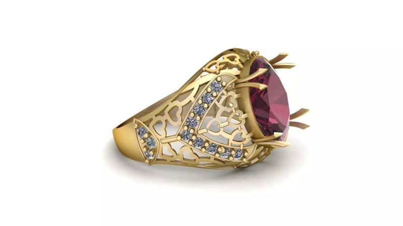 LUXURY PINK TOPAZ RING 3D PRINTABLE MODEL