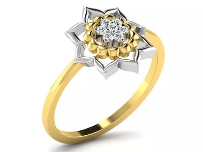 Light Weight Yellow Gold Diamond Ring  -DR-6278