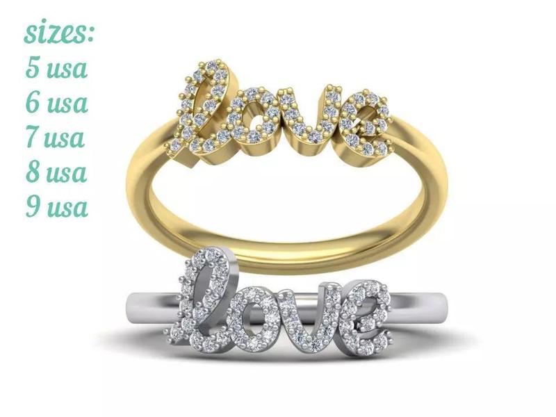LOVE RING Diamond Delicate Woman ring printable model N0274
