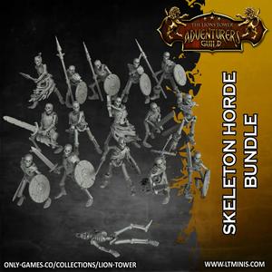 Skeleton Horde Melee Bundle - Set of 15 plus Bonus Corpse (32mm scale, Pre-supported miniatures)