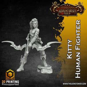 Heroes of The Dale - Kitty, Female Fighter (32mm scale, Pre-supported Miniature)