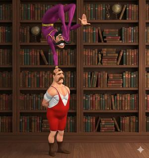Acrobatic Duo Sculpture, Balancing Figures 3D Model, Circus Art Statue