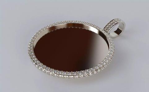 Picture Pendant -  2mm Top and Side Stones - LARGE