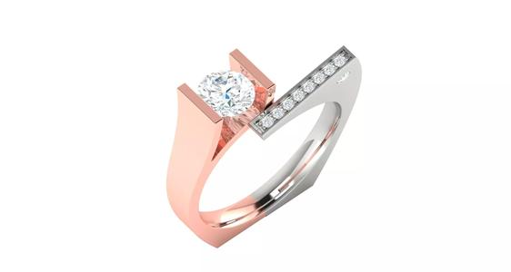 Rose gold -Diamond Ring-  3DM AND STL File - DC LR-0926