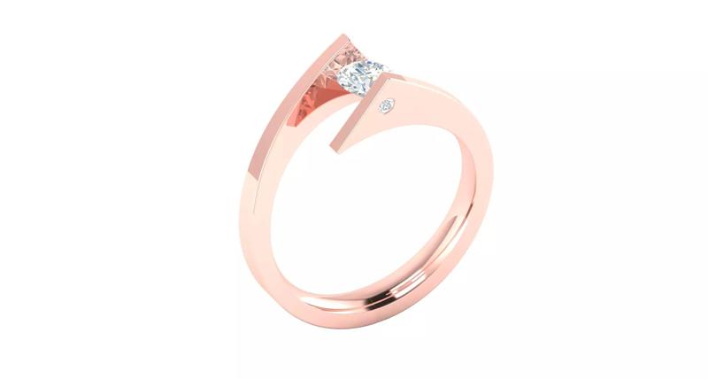 Rose gold -Diamond Ring-  3DM AND STL File - DC LR-0928