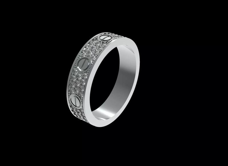 Screw love Diamond Paved Wedding Ring EU 59