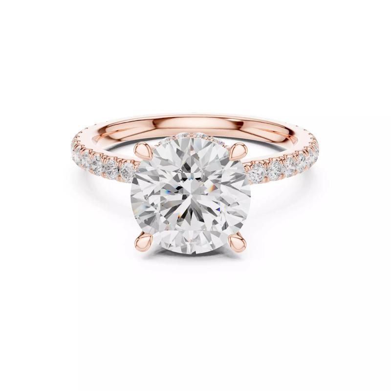 Round Diamond with Round Cut Double Halo Pave Ring Files Video