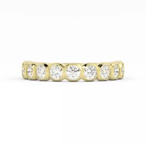 Round Bezel Set Diamond Wedding Band Ring With Renderings
