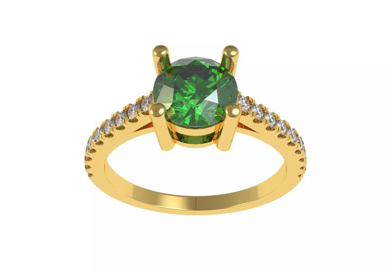 Round Stone with Micro Prong Setting Solitaire Ring