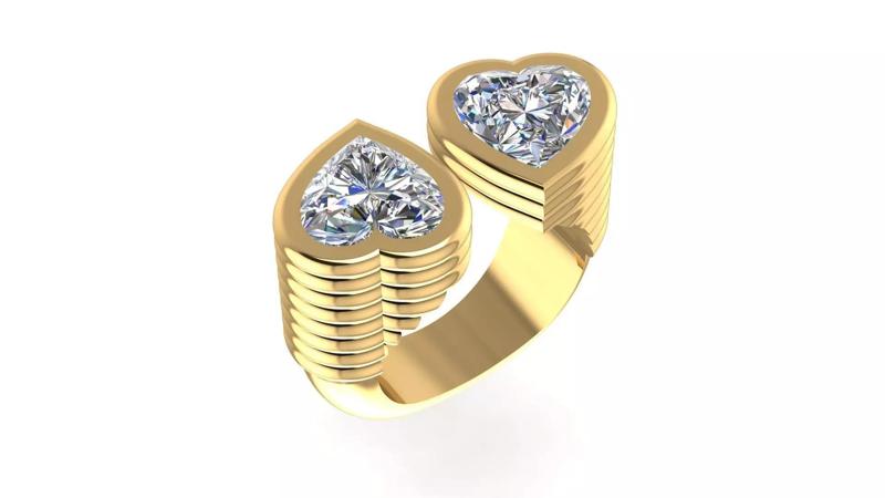 Double Heart Diamond Ring