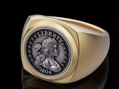 Draped Bust Dollar American coin printable Ring