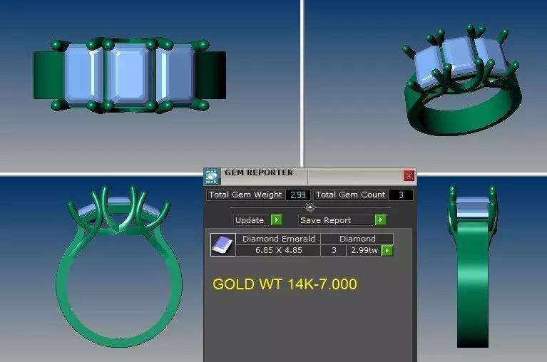 emerald cut 3 stone ring