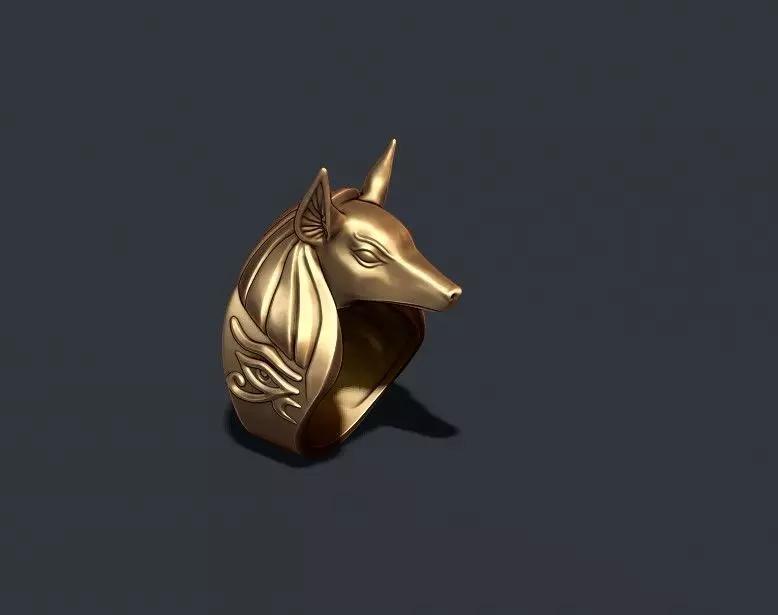 Egyptian Anubis head ring 3d