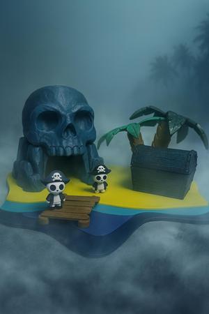 Treasure Island Playset – Modular Pirate Skull Cave & Miniature Base