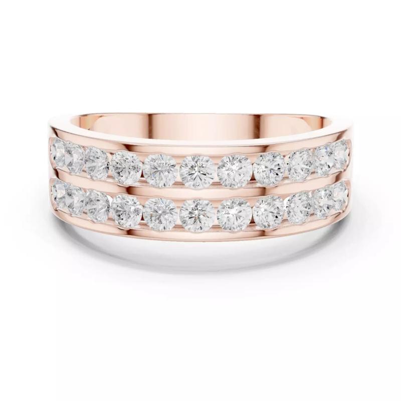 Double Row Round Diamond Wedding Band Ring 3DM STL Video