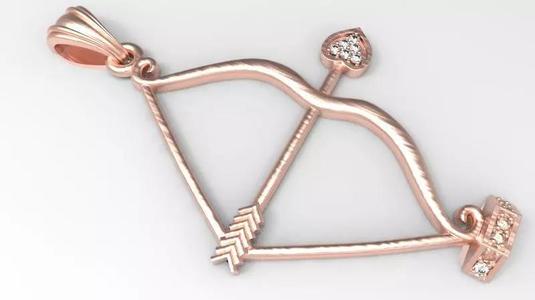 Bow N Arrow Archer Diamond Cupid Love Pendant Necklace