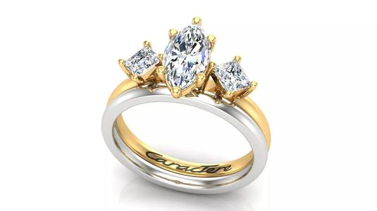 3 Stone Engagement Ring With Wedding Band