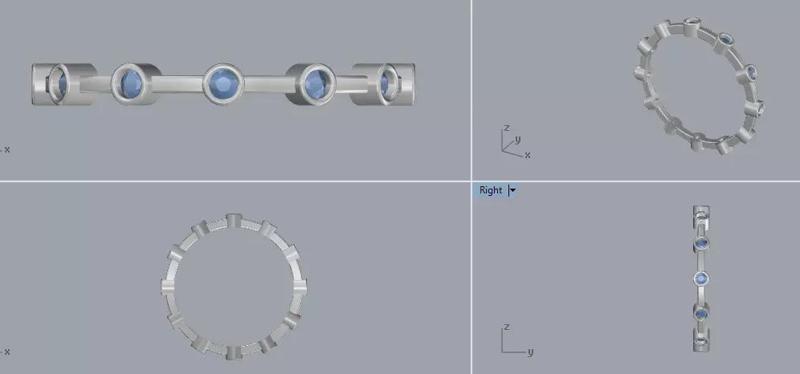 Digital Ring Jewelry Silver Round Gemstones Band Ring Jewelry