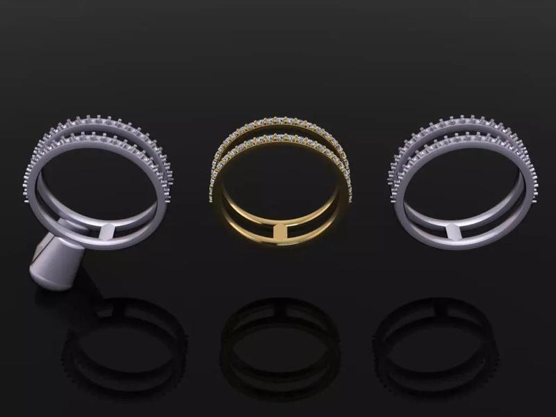 DOUBLE DIAMOND ROW BAND RING SIZE 6