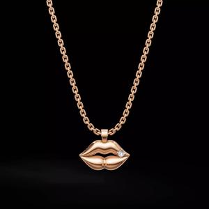 Lips Pendant with Round Gemstone 3D Model for Jewelry