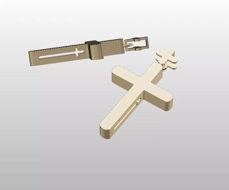 Modern Cross Pendant Minimal 3D Printable Jewelry Model STL OBJ