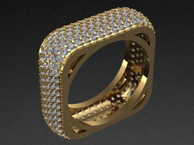 Luxury Golden Diamond Pave Ring