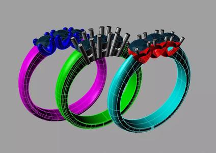 SET Diamond Engagement ring Classic Trilogy 3 pietre TR54