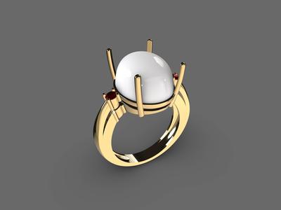 Emerald stone ring with two diamonds