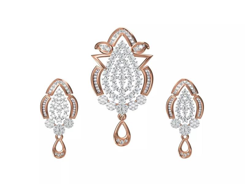 Women Earrings Pendant Set STL FBX JCD Details