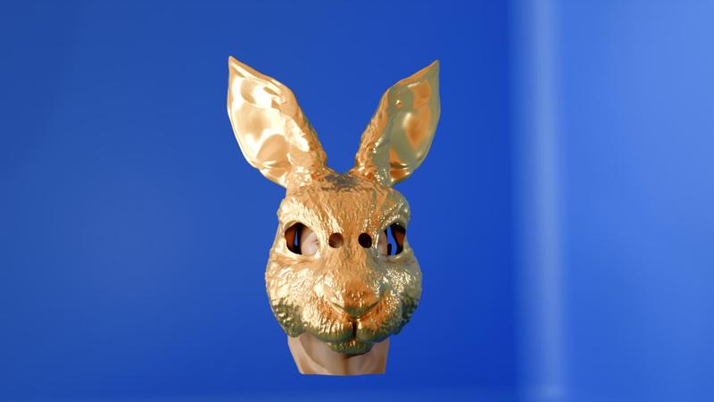 Rabbit mask prop, movie set costume, alligator party wear 3d printing STL file