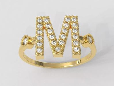 Diamond Letter Ring - M