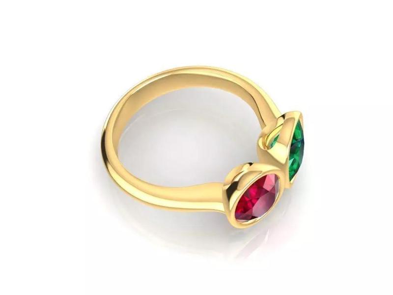 Elegant Toi Et Moi Emerald Ruby Diamond Ring for Women  2325