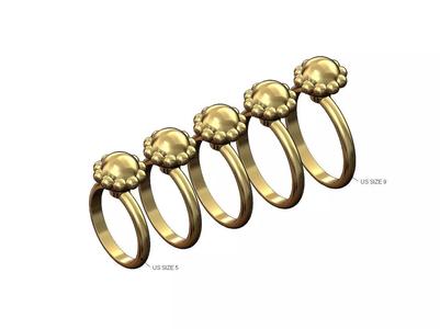 Beaded 8mm gold ball ring US size 5to9